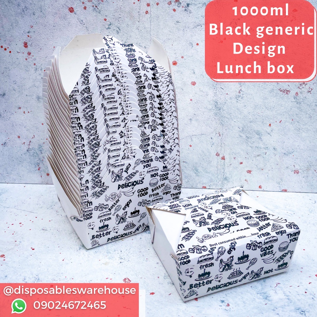 1000ml Generic designed White lunch box(Select black/colored)  - GNRB1000