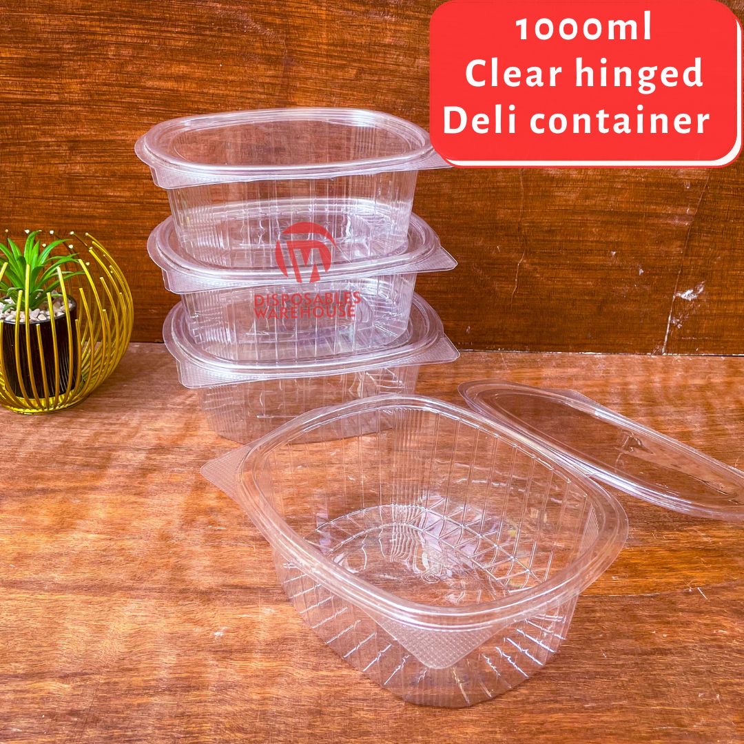 1000ml Rect clear salad hinged pack - RES1000H