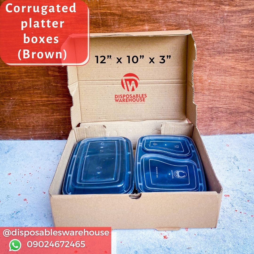 12 inches brown platter box - CRB012