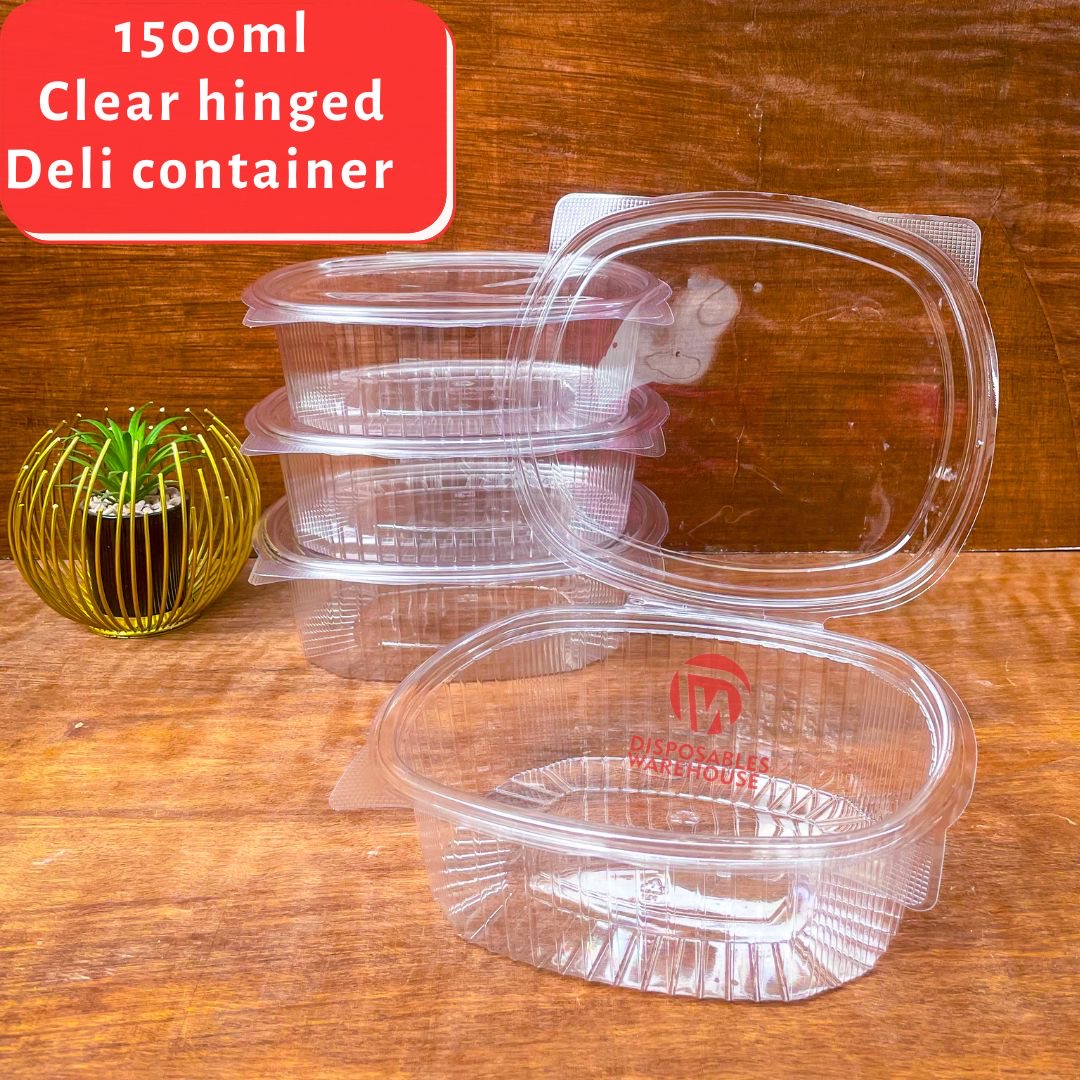 1500ml Rect clear salad hinged pack - RES1500H
