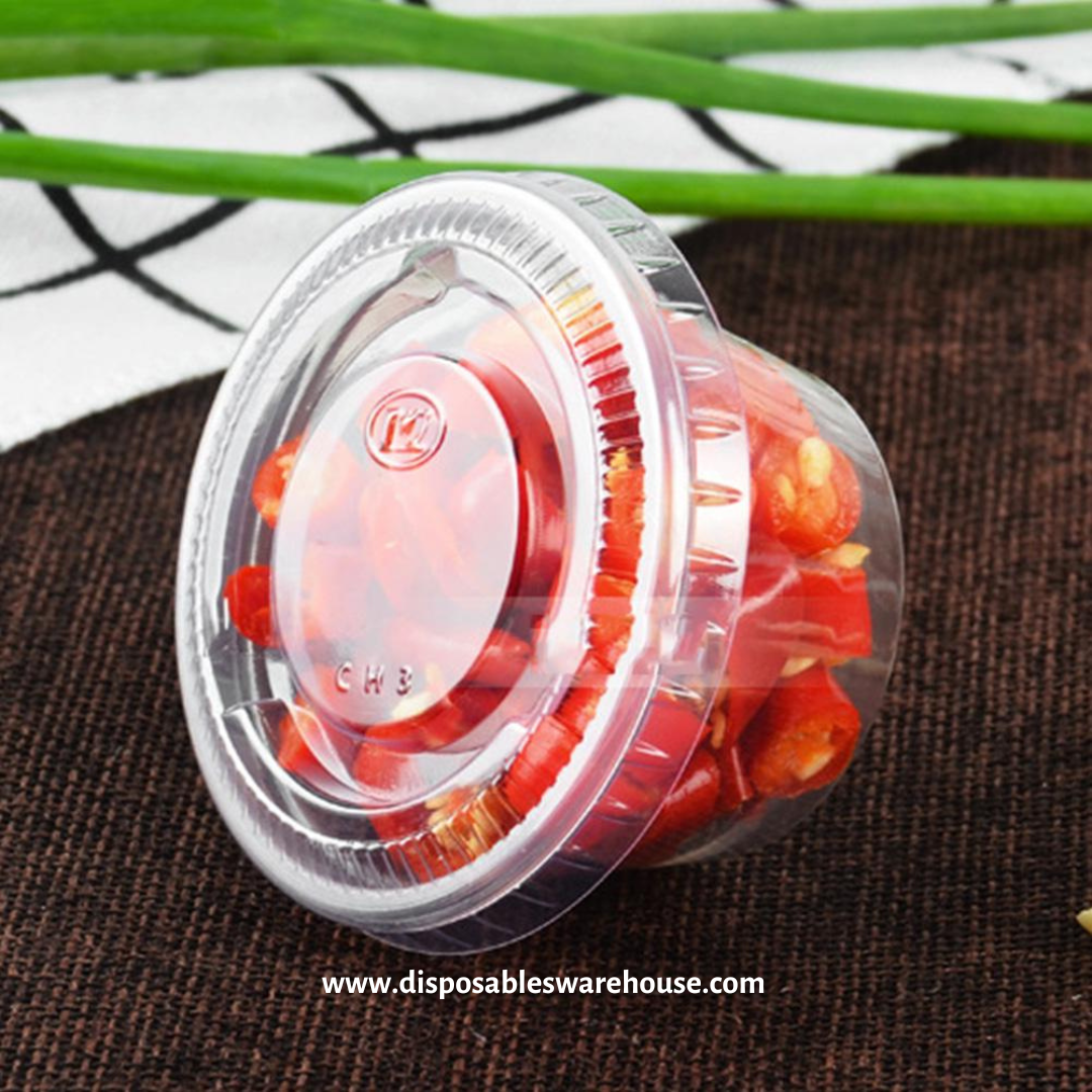 2oz CLEAR SAUCE CUPS WITH DETACHED LID (60ML)