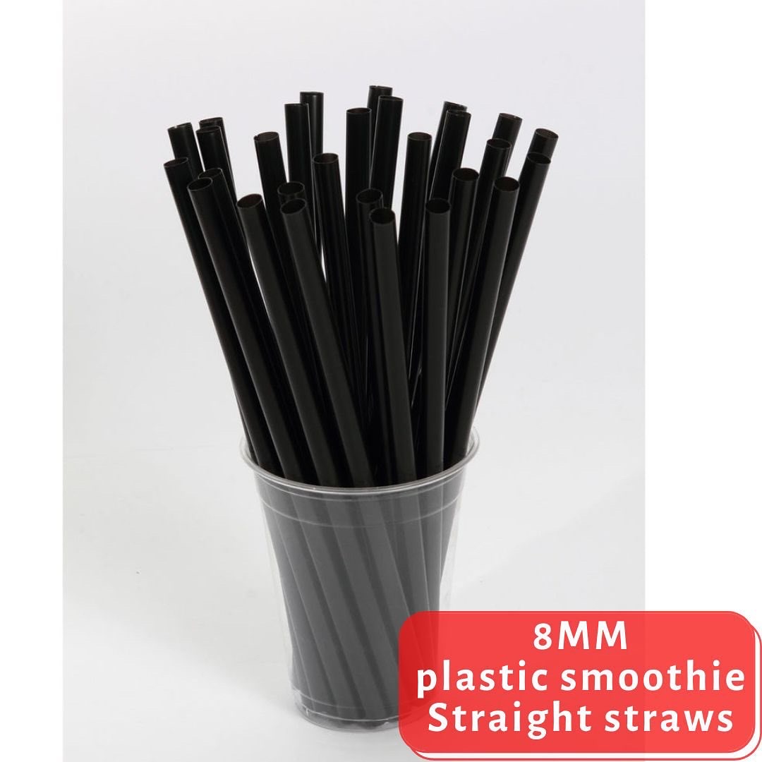 8mm Black plastic straws (200 pcs/pack) - STRW8MM