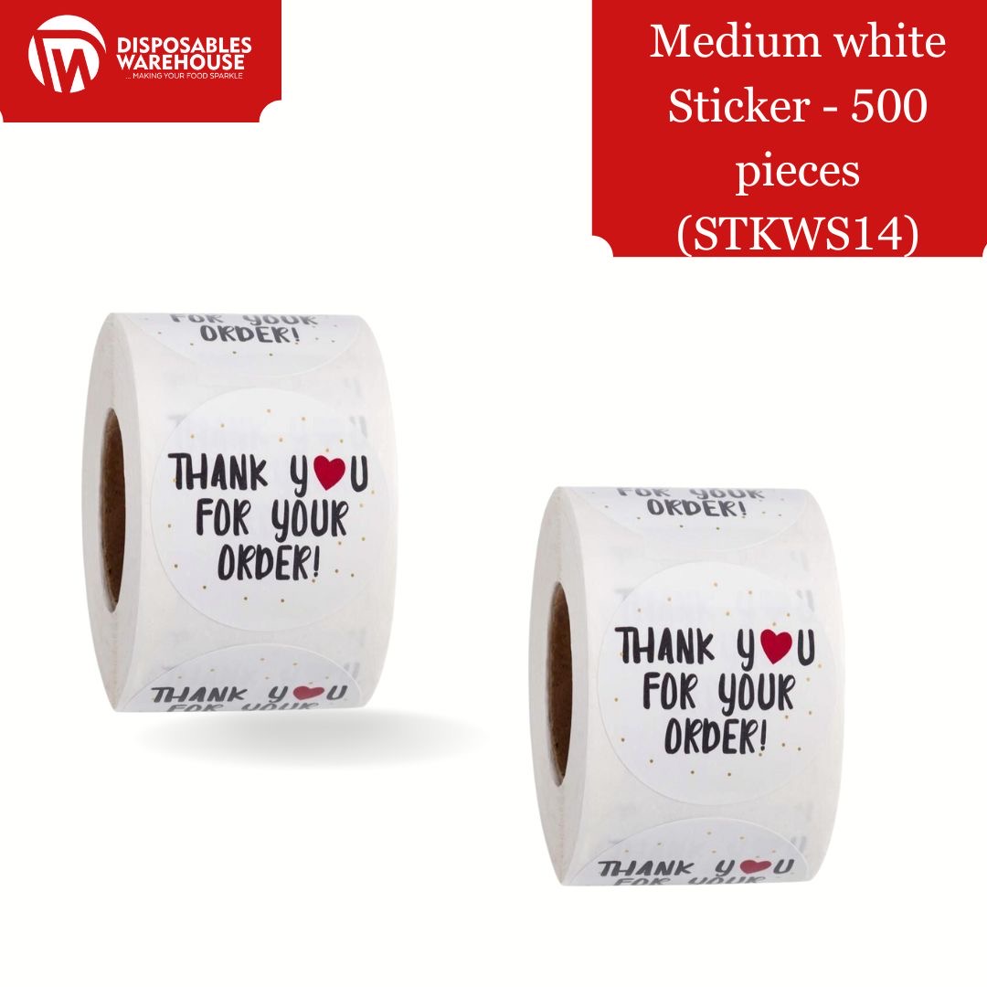 MEDIUM WHITE STICKER (THANK YOU FOR YOUR ORDER)  STKWS14