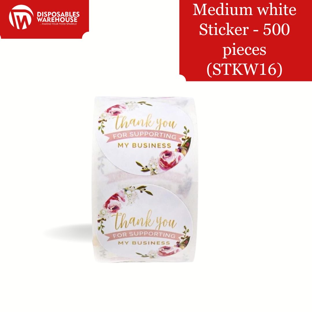 MEDIUM WHITE STICKER (THANK YOU FOR SUPPORTING MY BUSINESS)  STKW16
