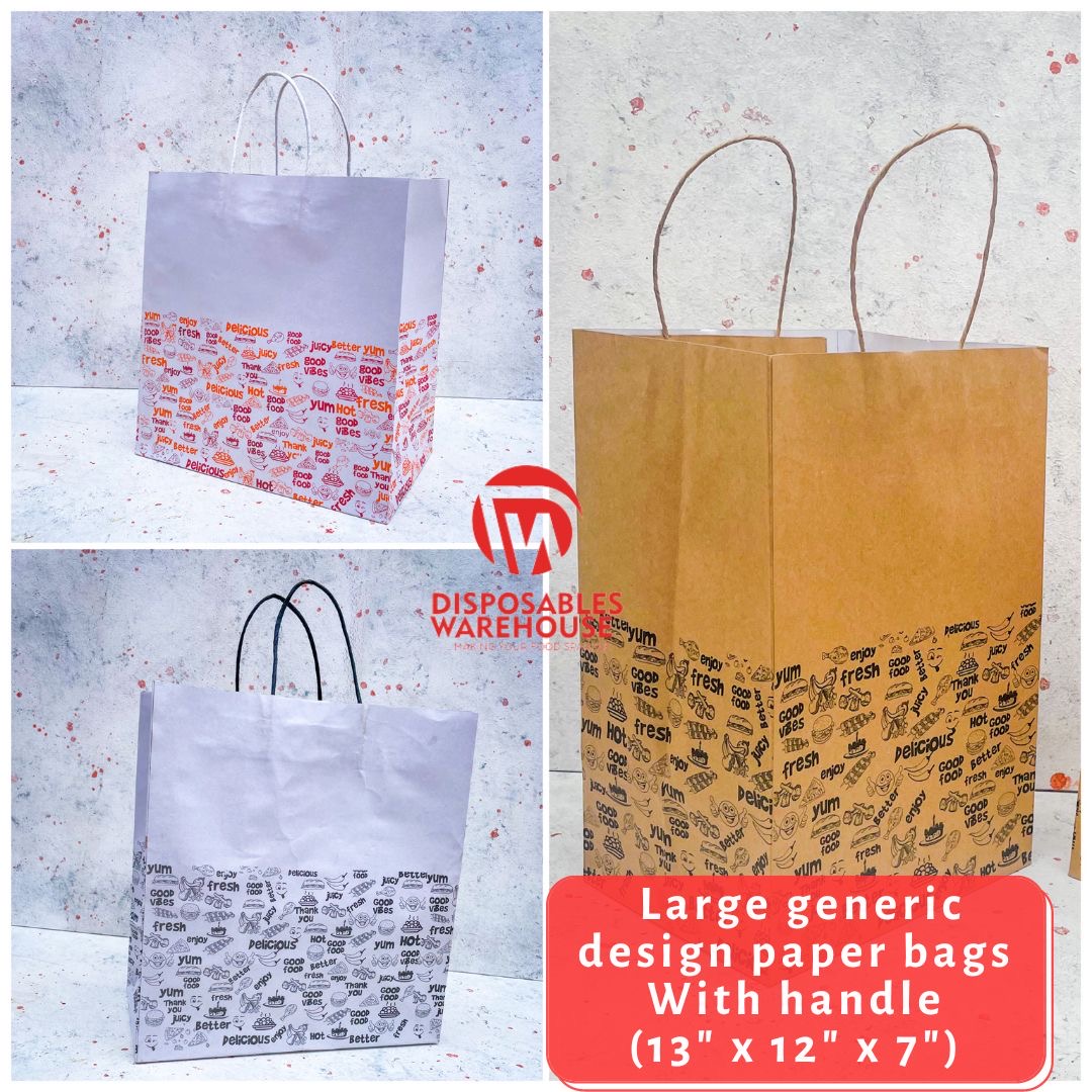 Generic designed Large paper bag with kraft handle (Select preferred design) - GLTH137