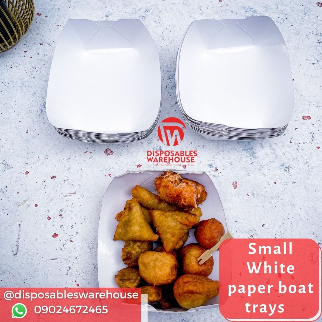 White small boat paper tray - WSBT305