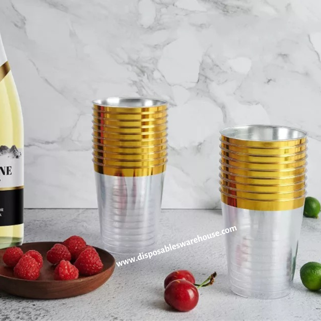 10oz ACRYLIC PARTY CUP WITH GOLD RIM