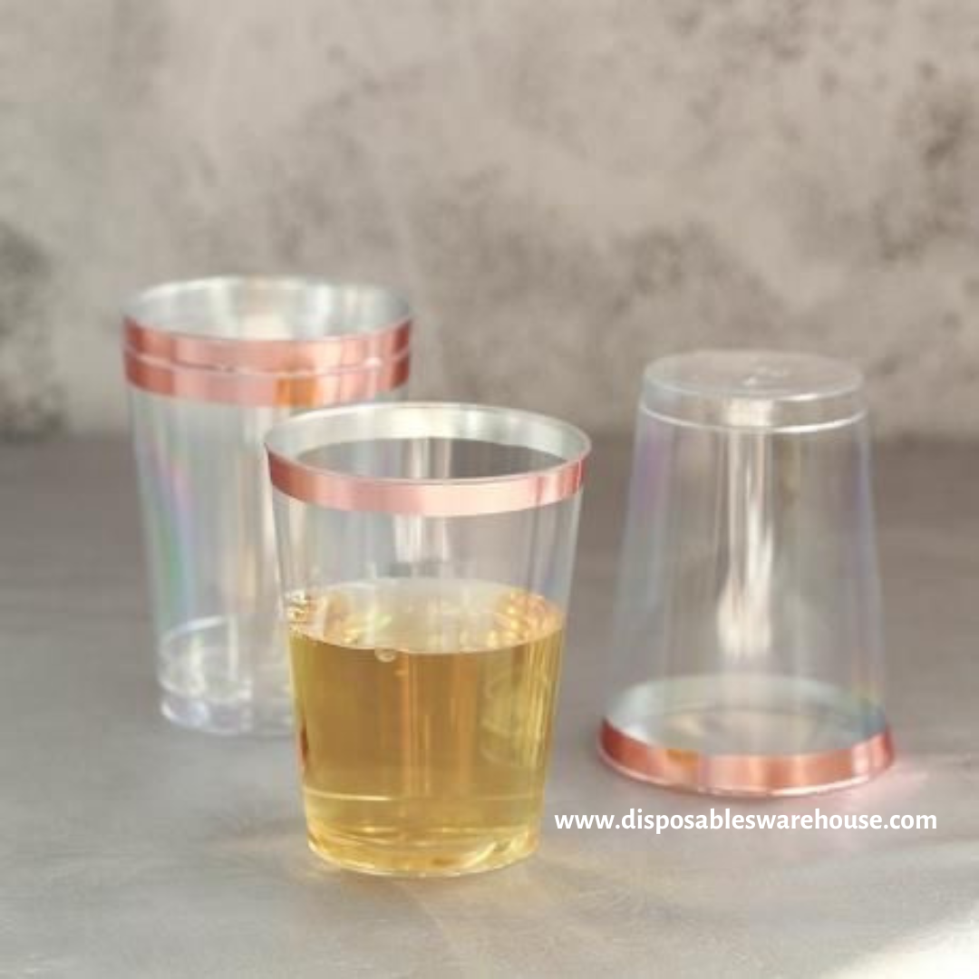 10oz ACRYLIC PARTY CUP WITH ROSE GOLD RIM