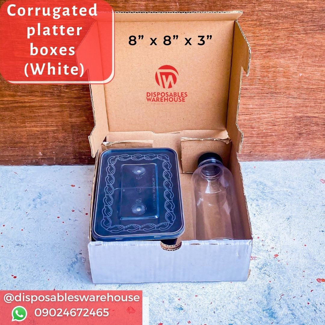 8 INCHES WHITE FOOD BOX (L:8 X W:8 X H:3 INCHES)